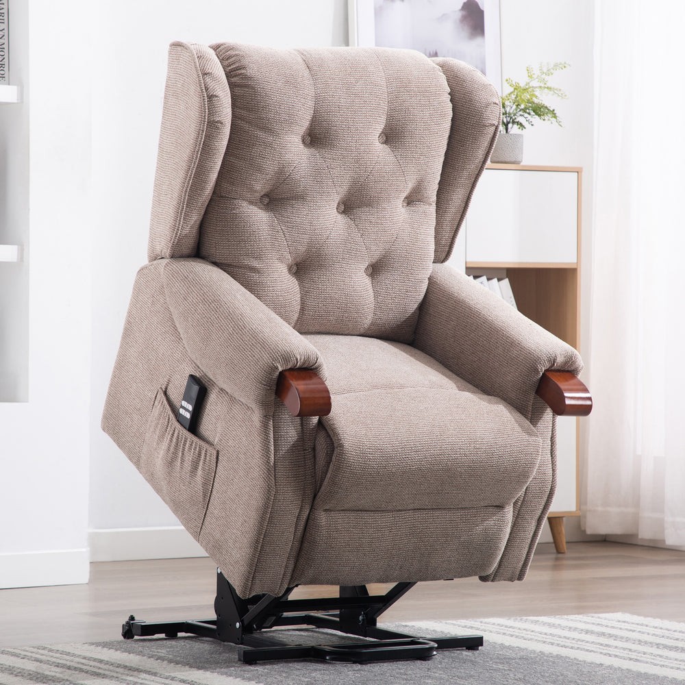 Middleton Dual Motor Rise Recline Chair With Wooden Knuckles